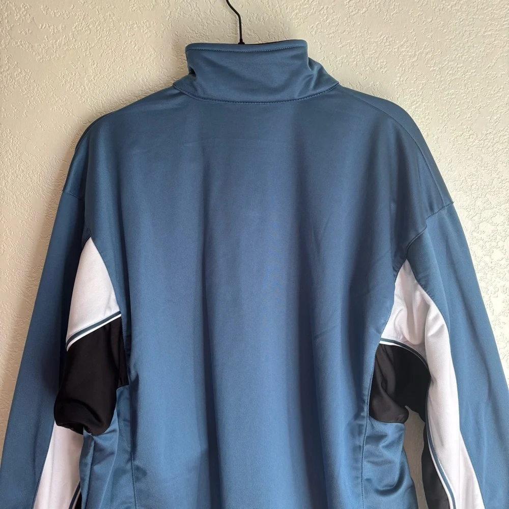 Vintage Reebok Jacket Mens Large White Blue Black Full Zip Pockets Track 90s